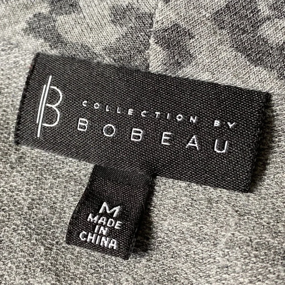 B Collection by Bobeau Womens Amie Gray Animal Print Cardigan Top Jacket Medium